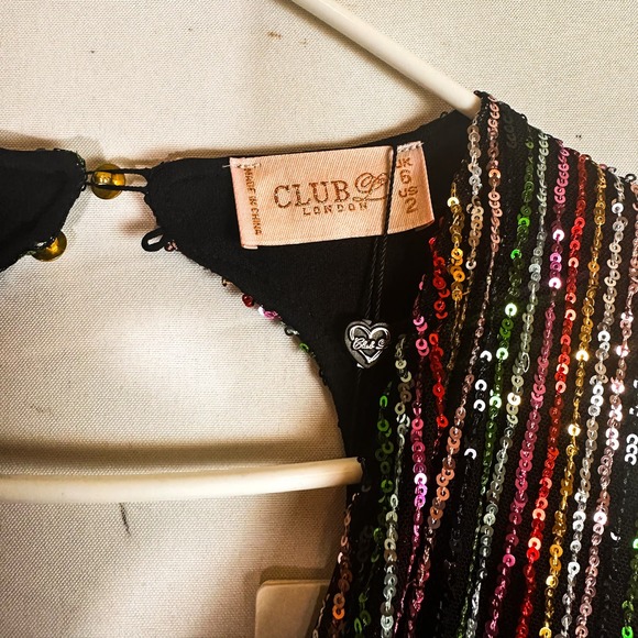 3 FOR $50! 🎁 NWT CLUB L London Multicolor Long Sleeve Sequin Jumpsuit Sz US2 - Picture 7 of 7